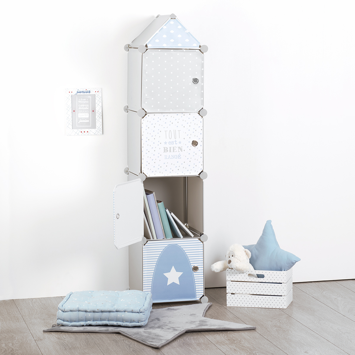 Children's Storage Lockers "Column" Gray, 34x139 cm Grey
