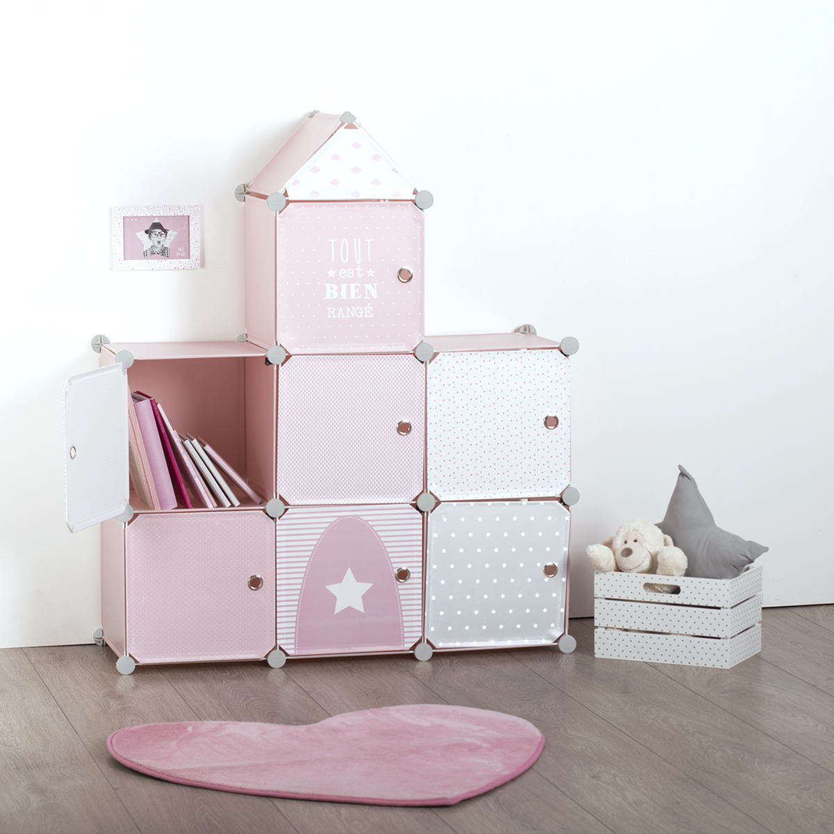 Children's Storage Lockers "Castle" Pink, 96x109 cm Pink