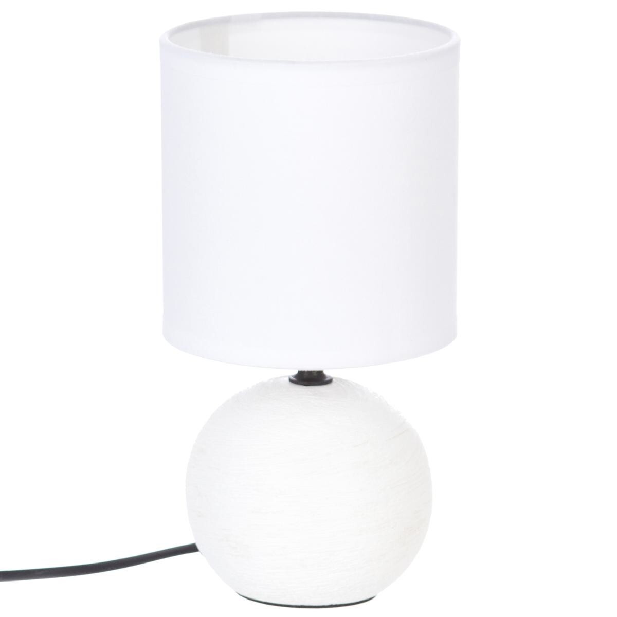 Ceramic Lamp "Timéo" White striped, H.25 cm Striped white