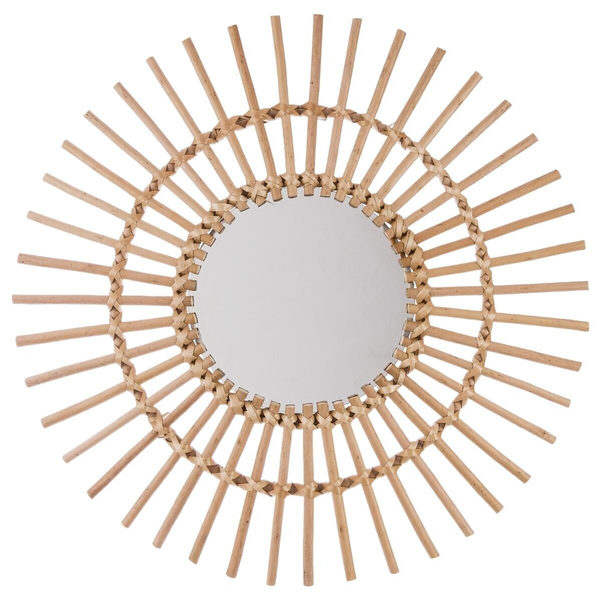 Mirror "Jane" Rattan, D.58 cm Natural wood