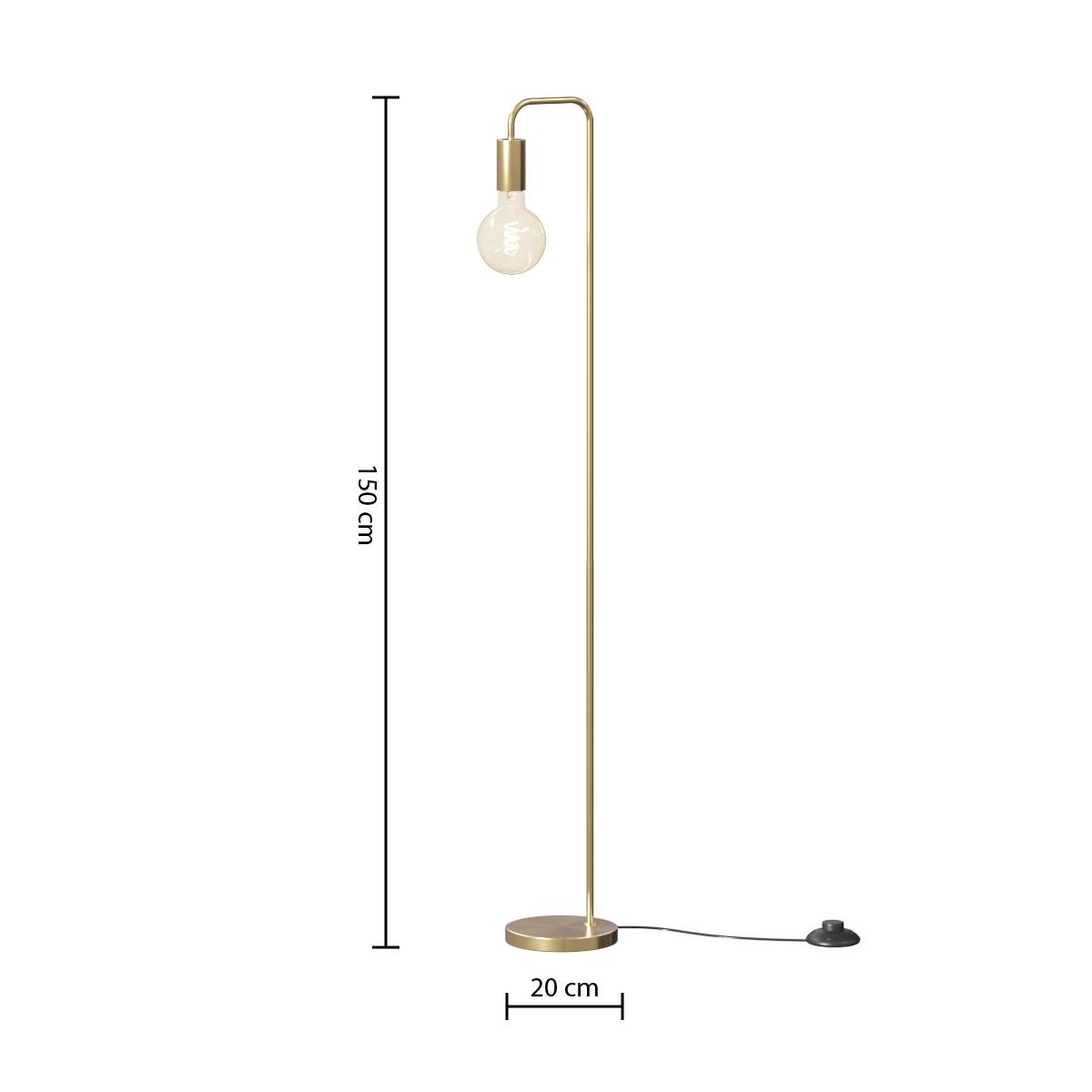 Floor Lamp "Keli", Metal Gold, H.150 cm Gold