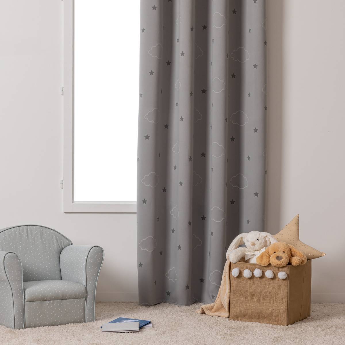 Children's blackout curtain "Cloud" Gray, 140x250 cm Grey