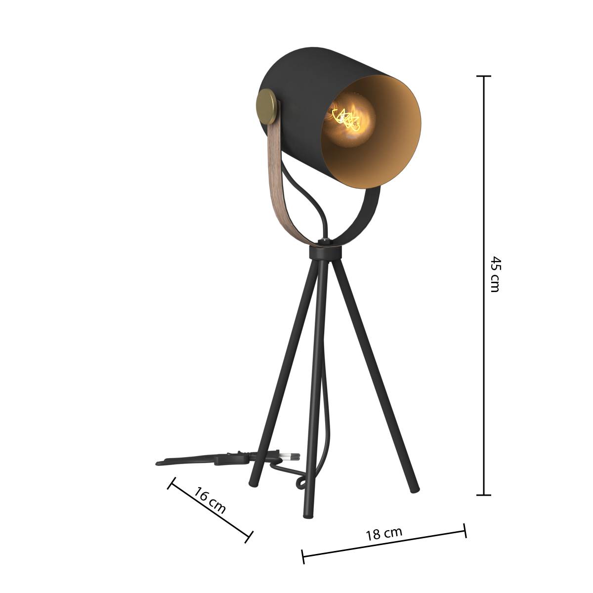 Tripod Lamp "Bil" Black, H.45 cm Black