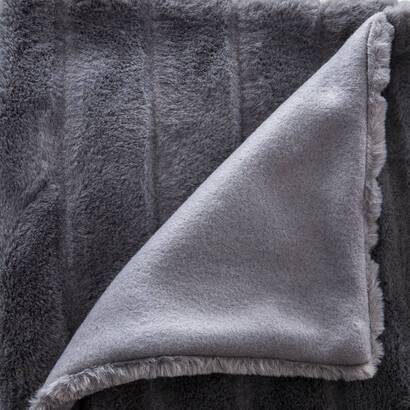 Plaid "manoir" faux fur slate grey, 120x160 cm