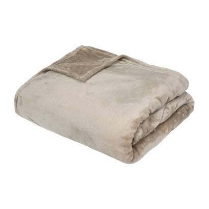 Flannel throw beige, 180x230 cm