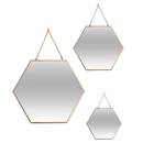 Set of 3 Mirrors "Leny" Gold, L.20/25/30 cm Gold