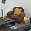 Club chair "Stanis" Brown leather effect Brown