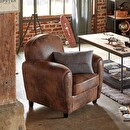 Club chair "Stanis" Brown leather effect Brown