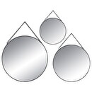 Set of 3 round mirrors "Leny" Black, D.20/24/29 cm Black