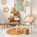 Mirror "Jane" Rattan, D.58 cm Natural wood