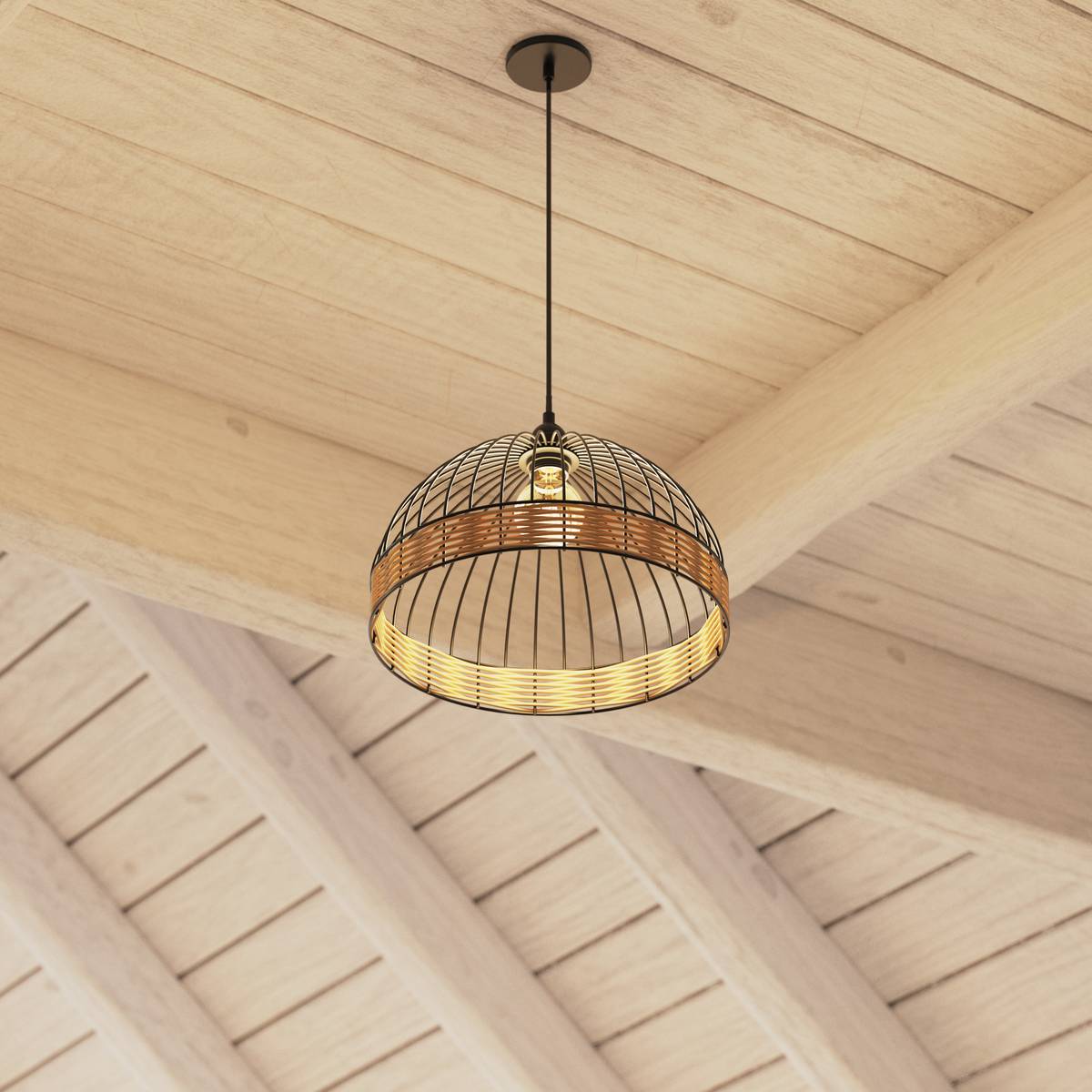 Wire Suspension 'Suwa' Black metal, D.35 cm Black