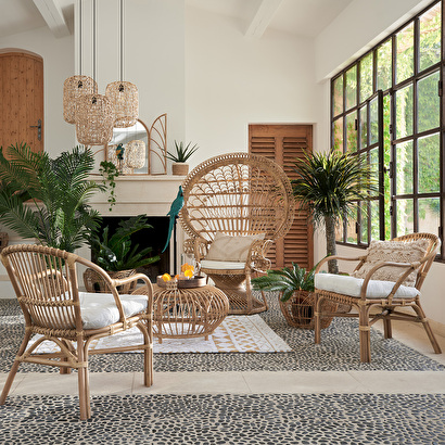Armchair "takta" rattan, white fabric