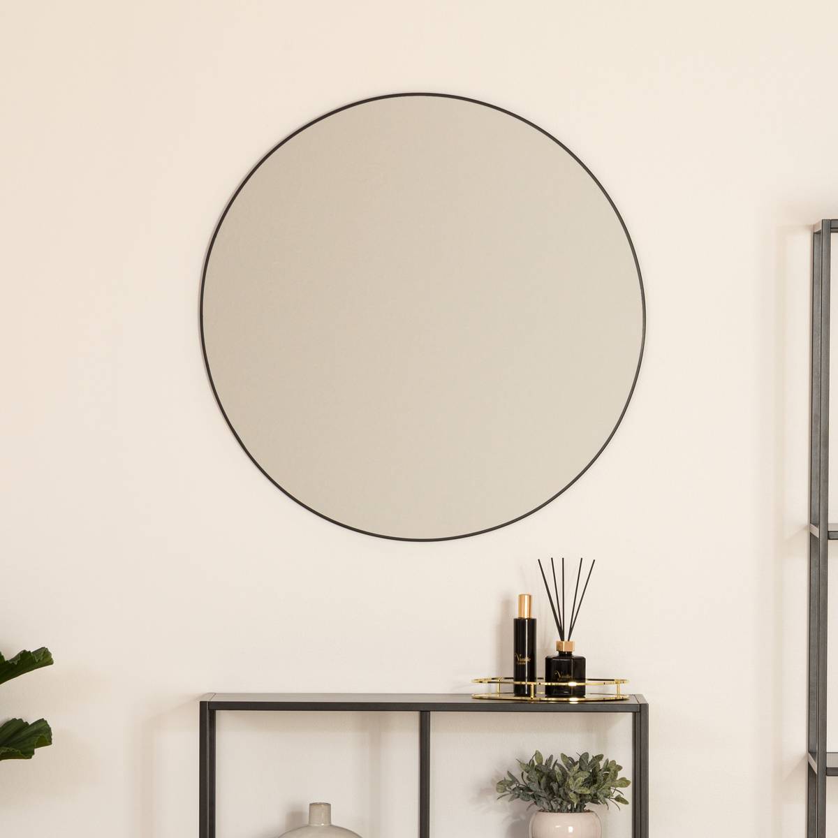 Mirror "Alice" Black metal, D.76 cm Black