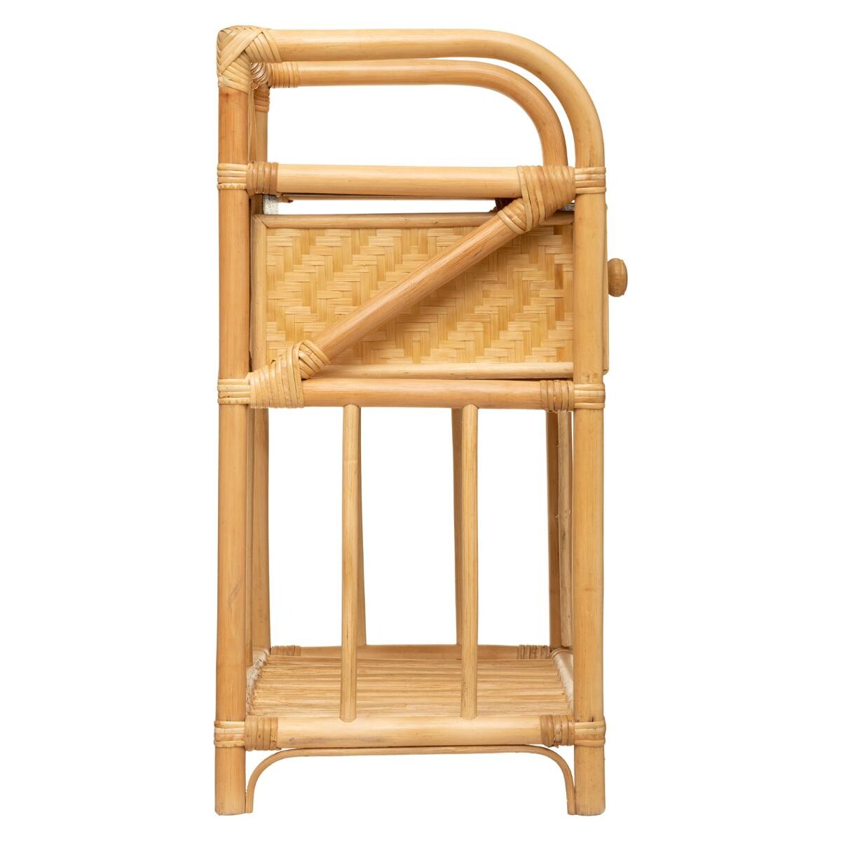 Bedside Table "Aoni" Rattan, H.60 cm Natural wood