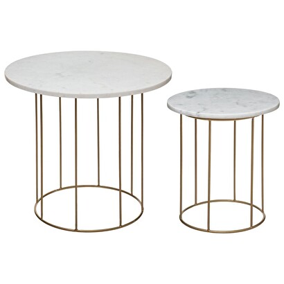 Nest of tables white, marble tray