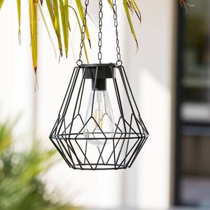 Flave black solar outdoor pendant light h. 24 cm
