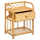 Bedside Table "Aoni" Rattan, H.60 cm Natural wood