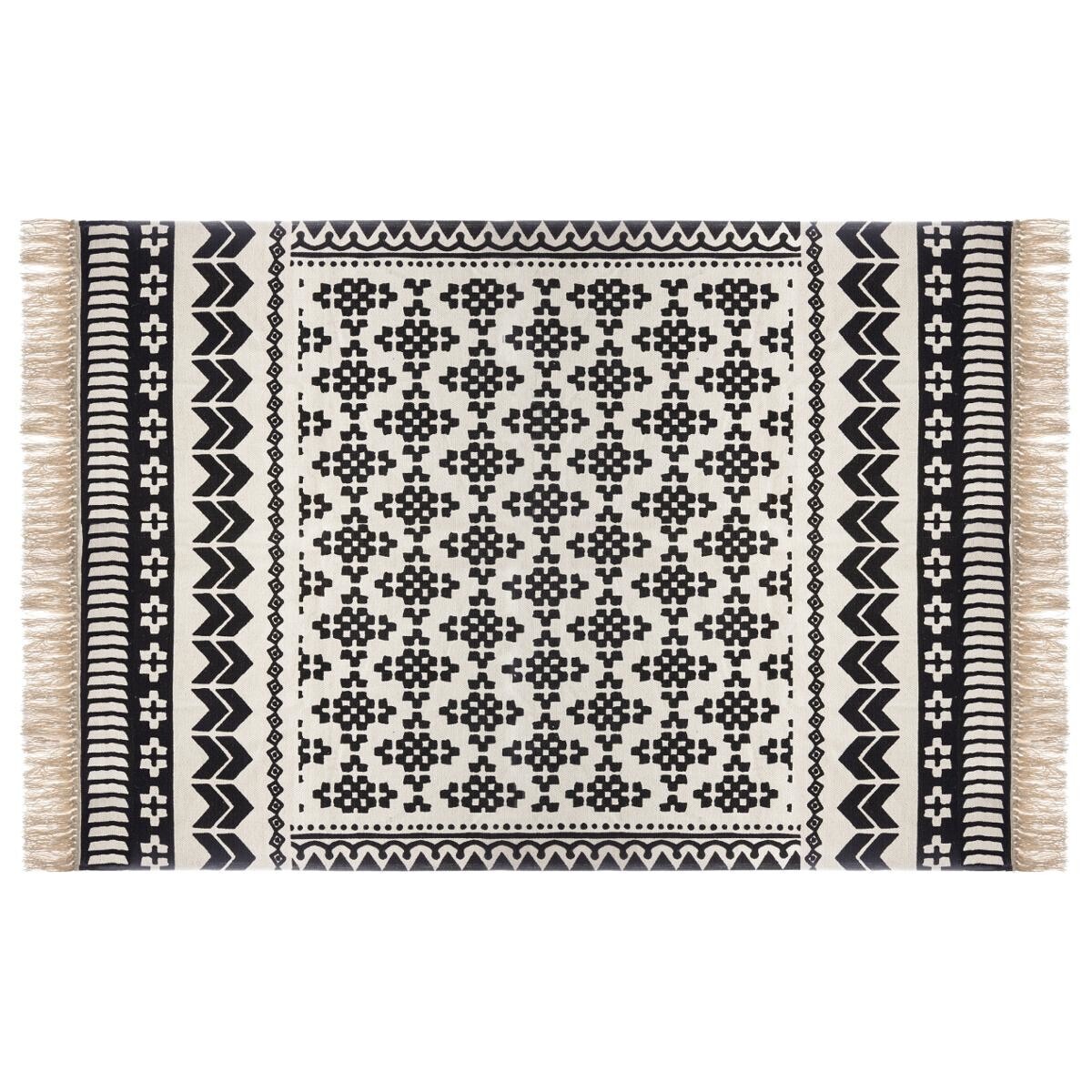 Rug "Delhi", cotton Black and white, 120x170 cm Black and white