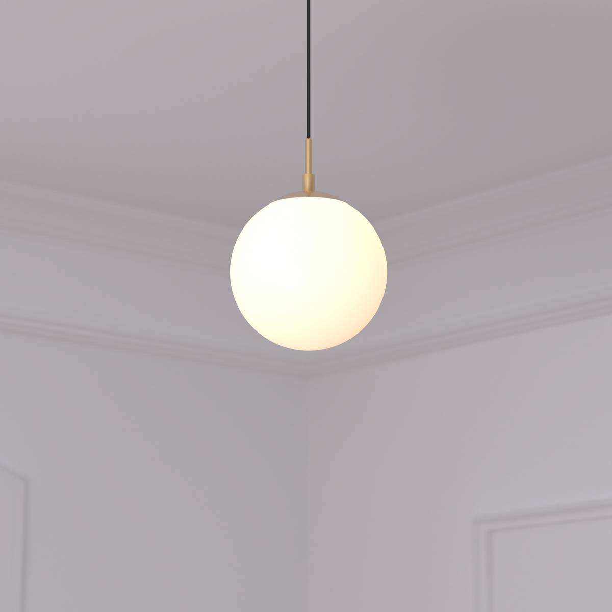 Ball Pendant Light "Dris" Gold, D.20 cm White