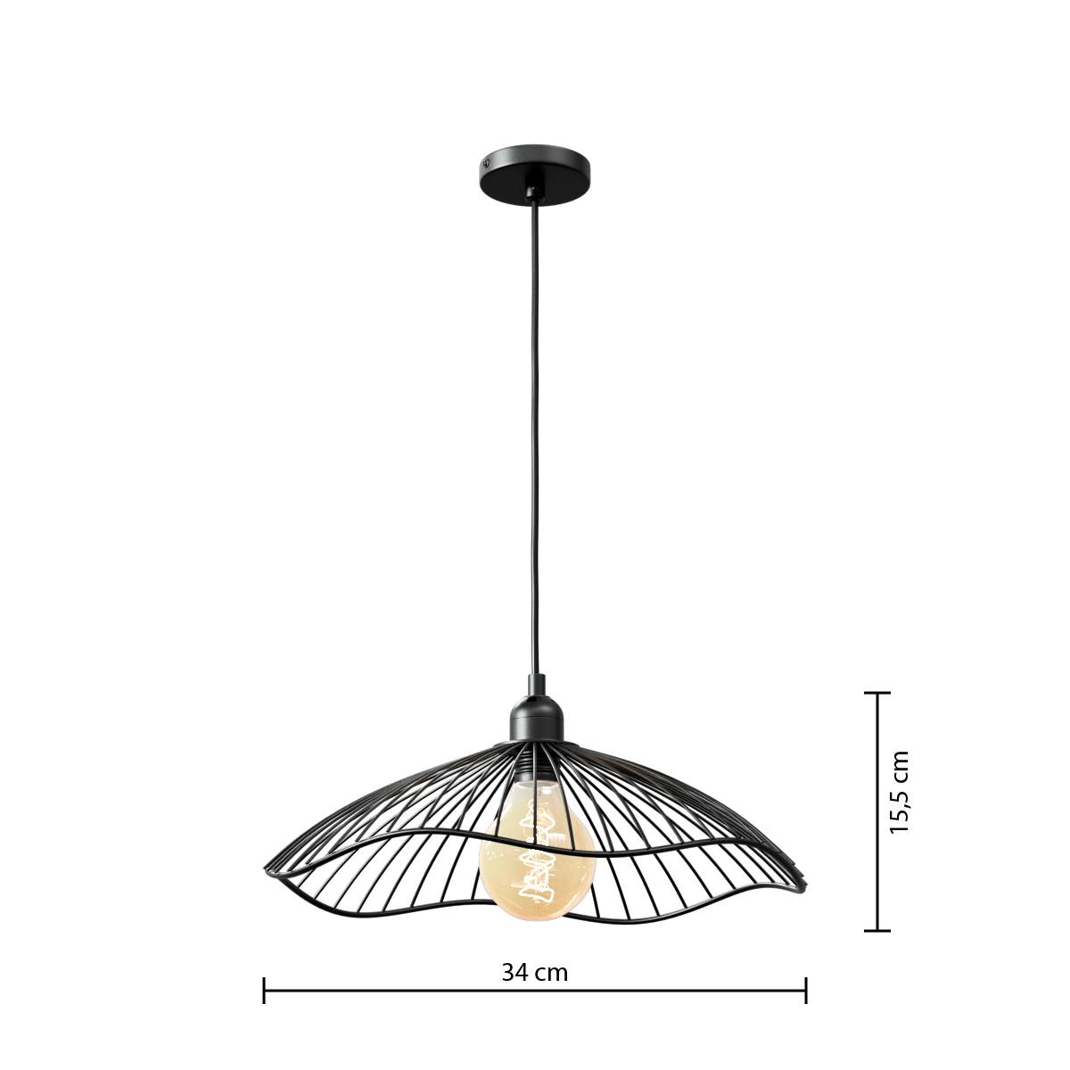 Wire Suspension "Galt" Black metal, D.34 cm Black
