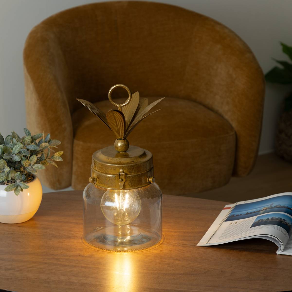 LED Lamp "Pineapple" Gold, H.33 cm Gold