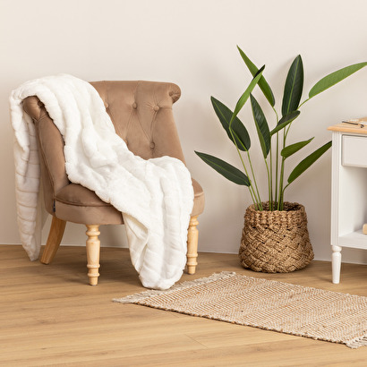 Plaid "manoir" faux fur white, 120x160 cm
