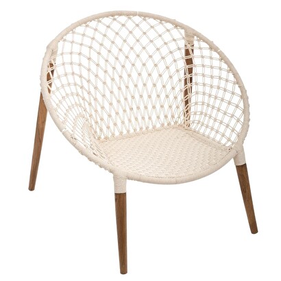 Armchair "raina" teak, woven white cotton