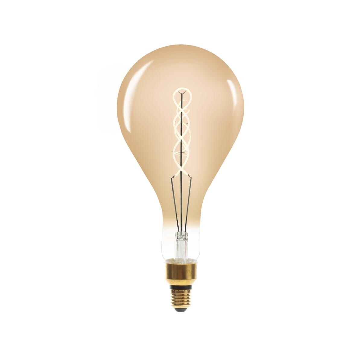 LED Bulb "Pear" Twisted Amber, D.16 cm, E27 Twisted amber