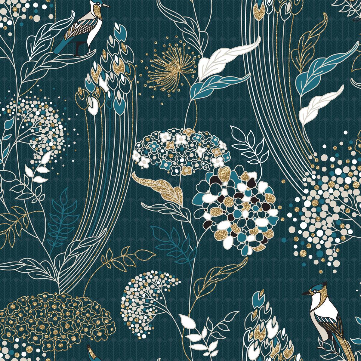3-piece Bedding Set "Art Deco Peacock" Cotton, 240x220 cm Blue
