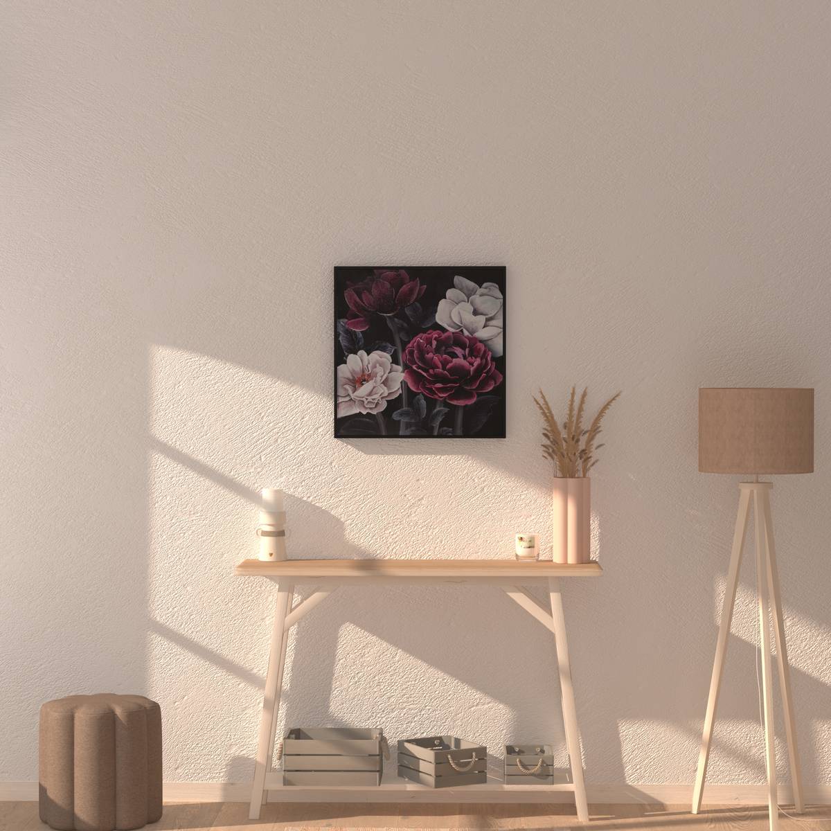 Painted Canvas "Flowers" 58x58 cm Multicolored