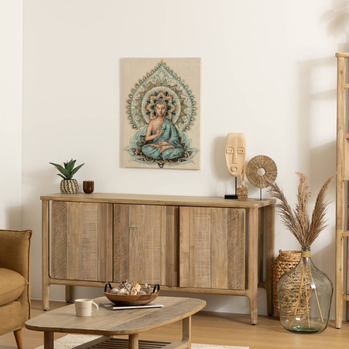 Framed Canvas 'Buddha' 58x78 cm Green