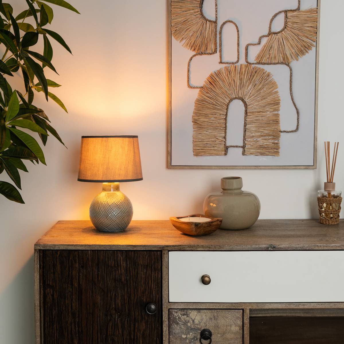 "Joas" Lamp, Ceramic H.29 cm Beige