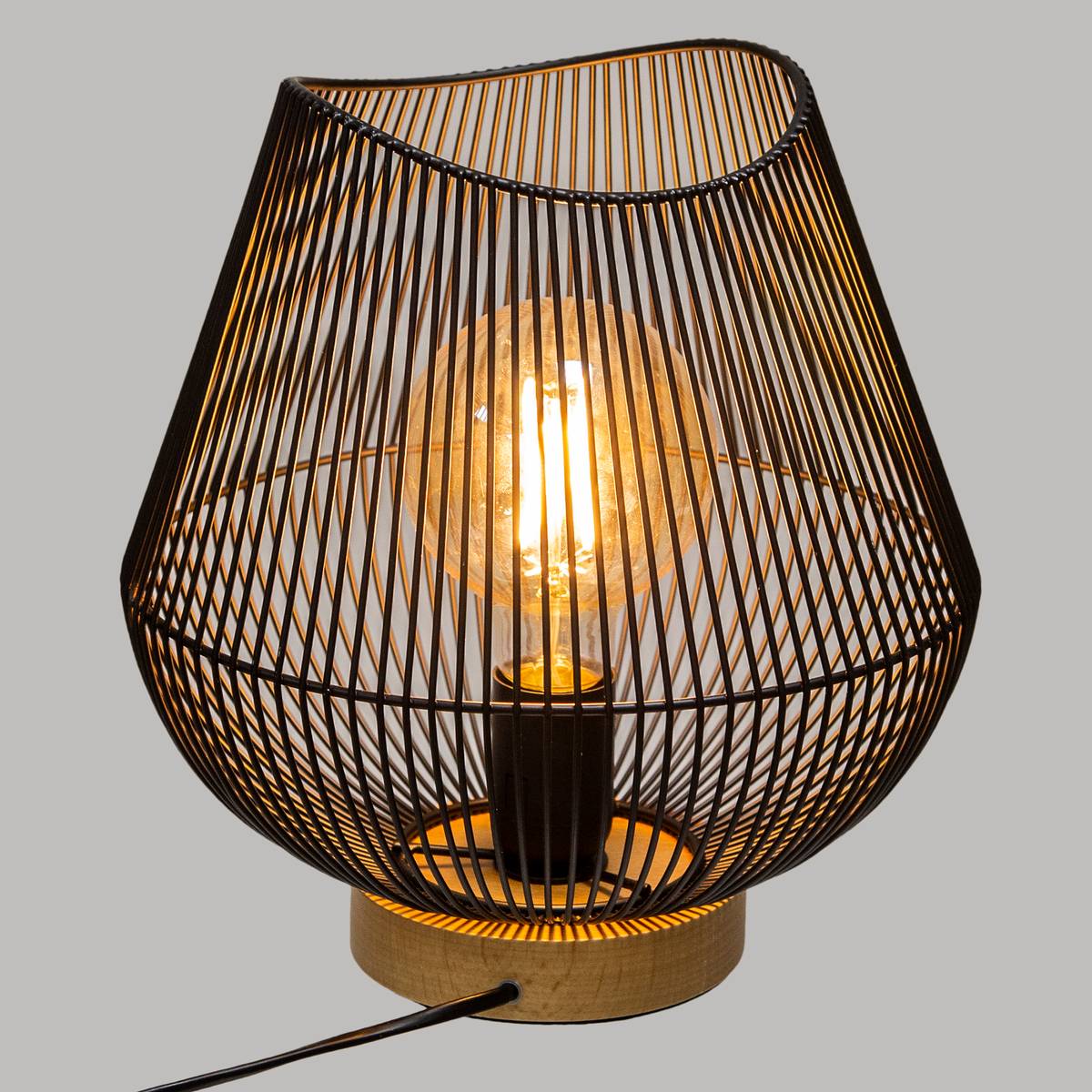 Wired Lamp "Jena" Black metal, H.28 cm Black
