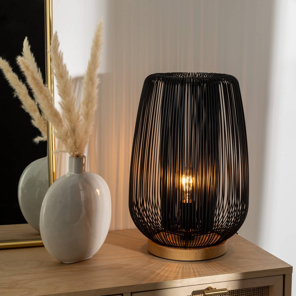 Wired Lamp "Noda" Black metal, H.41 cm Black