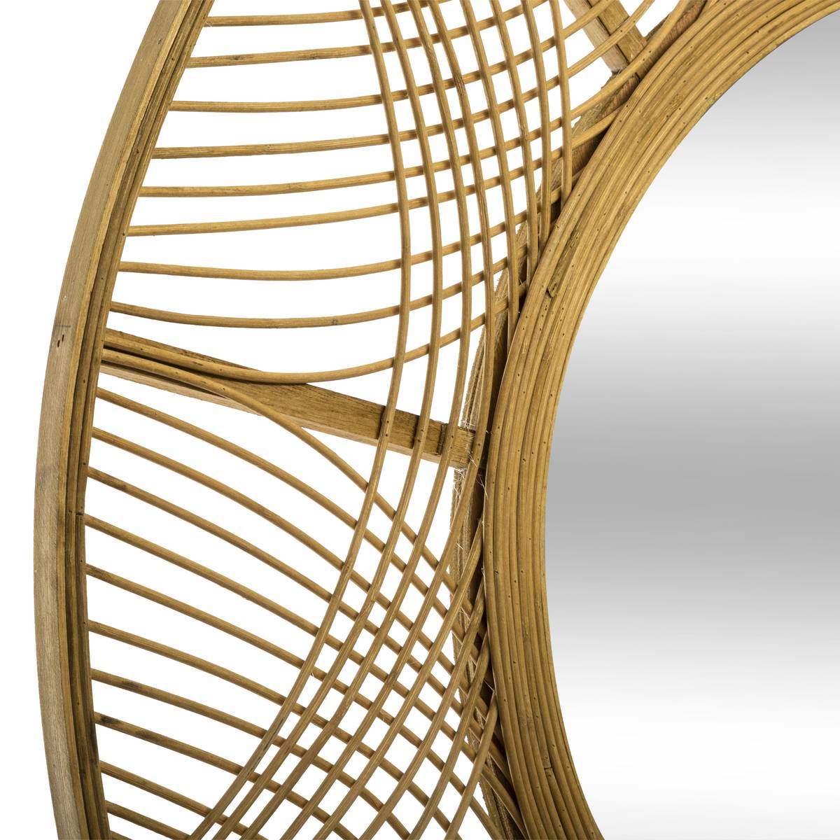 Mirror "Ina" Bamboo, D.89 cm Natural wood