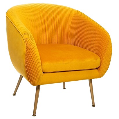 Armchair "solaro" pleated velvet, mustard yellow