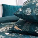 3-piece Bedding Set "Art Deco Peacock" Cotton, 240x220 cm Blue