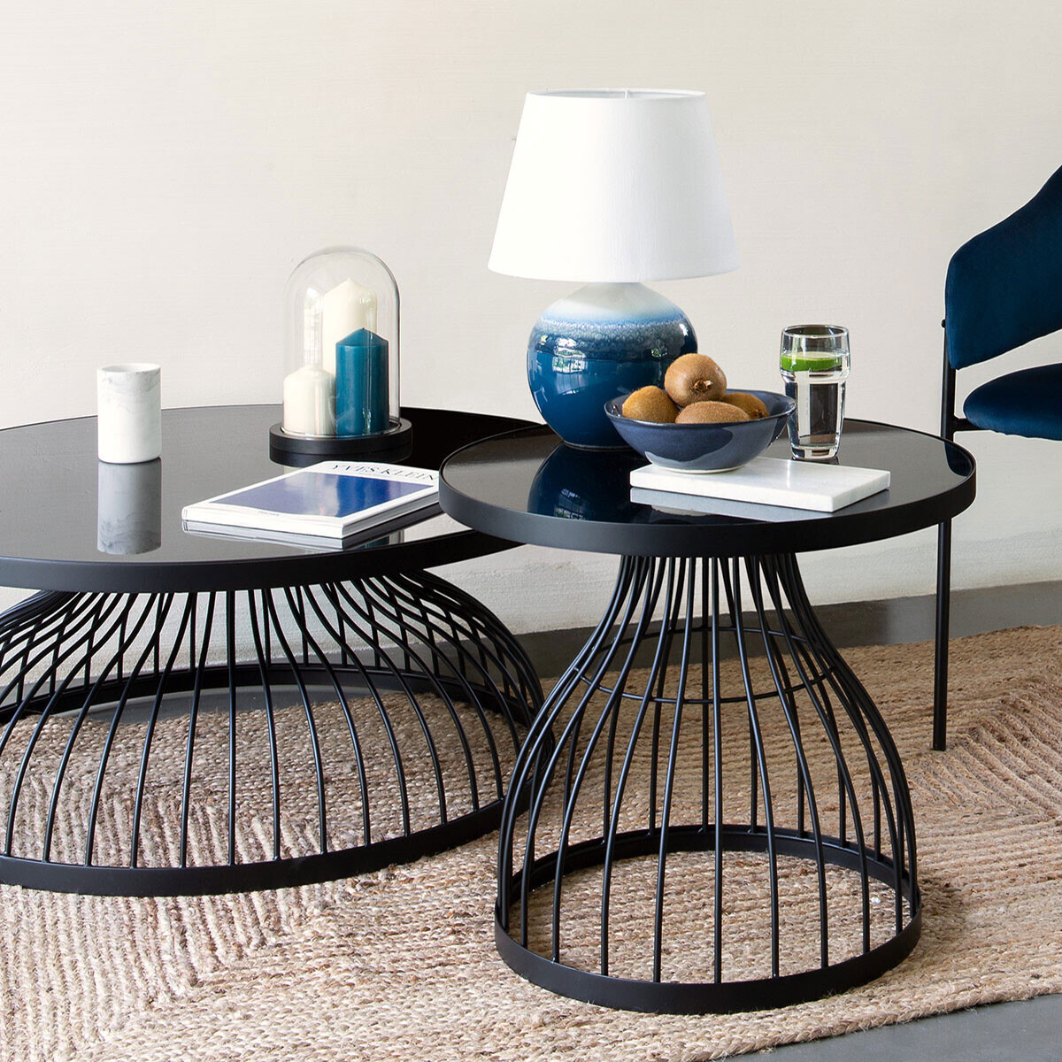 Side Table "Kushi" Black, Ø 55 cm Black