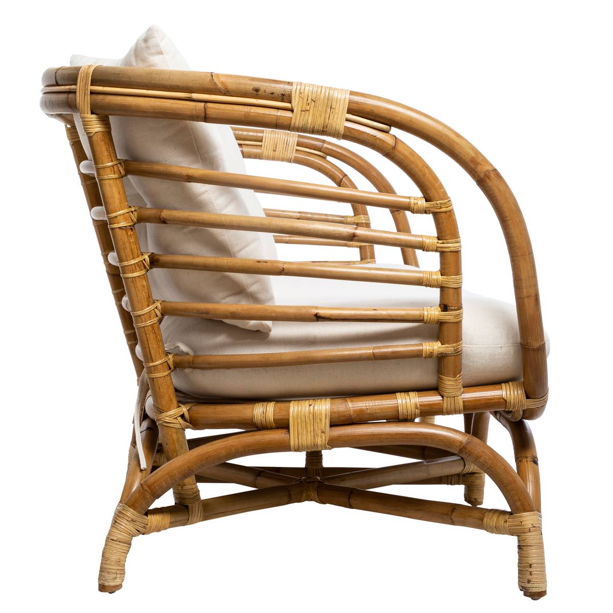 Sofa "Farah" 2-seater, Rattan, White Fabric White