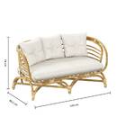 Sofa "Farah" 2-seater, Rattan, White Fabric White