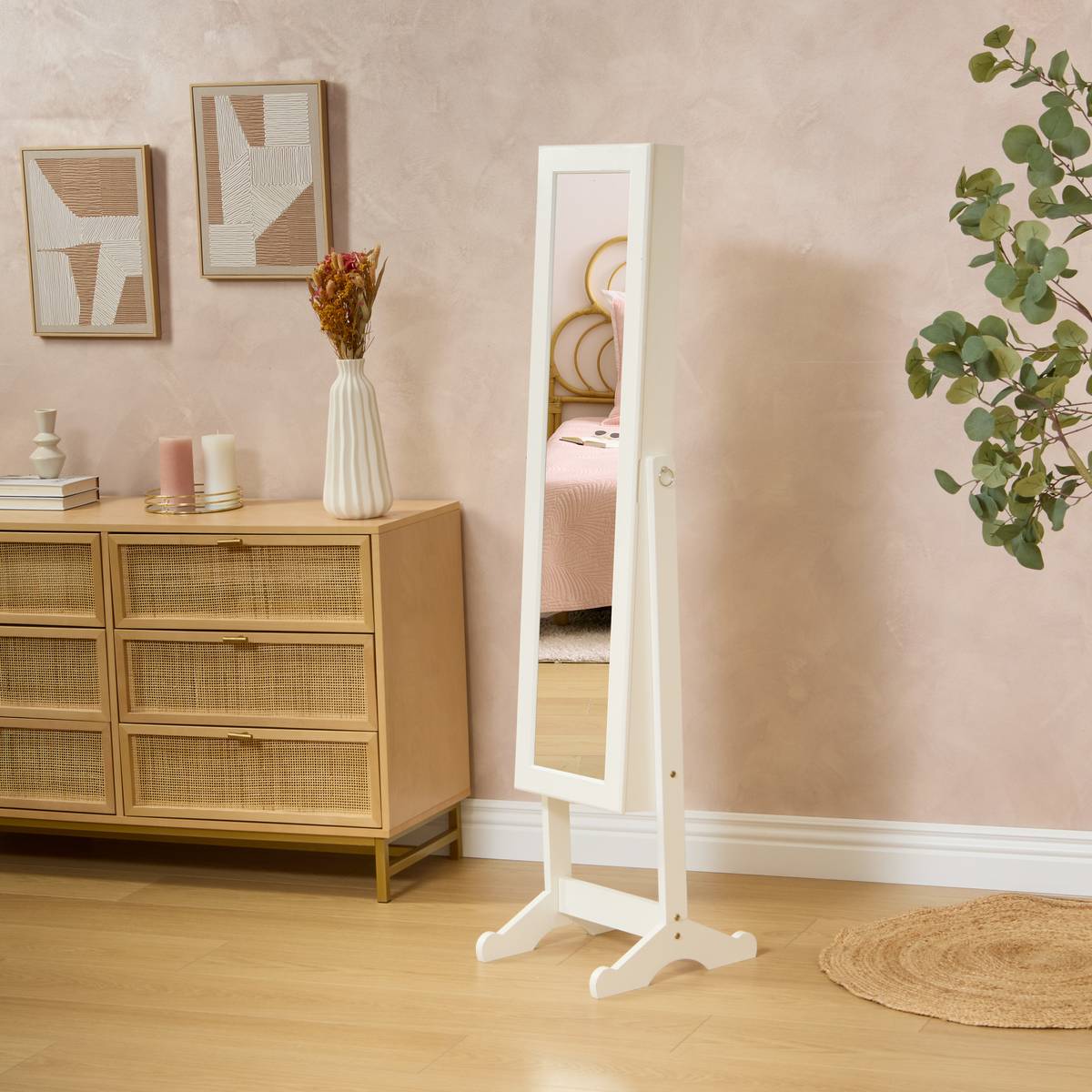 Jewelry cabinet, glass White, 37.2x145 cm White