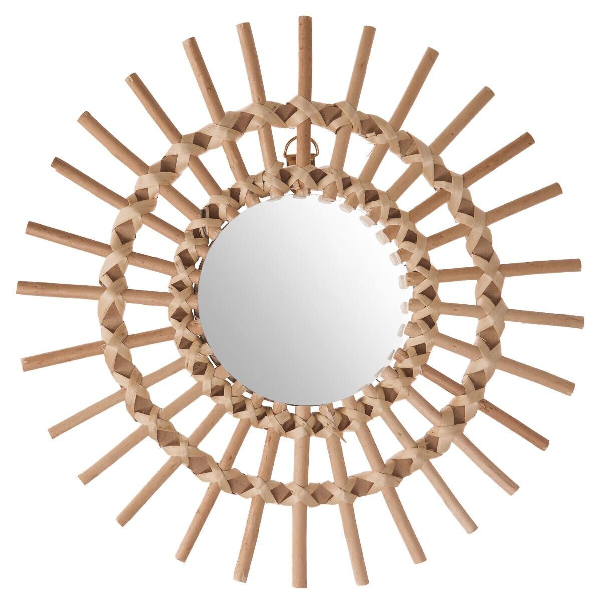 Mirror "Jane" Rattan, D.30 cm Natural wood