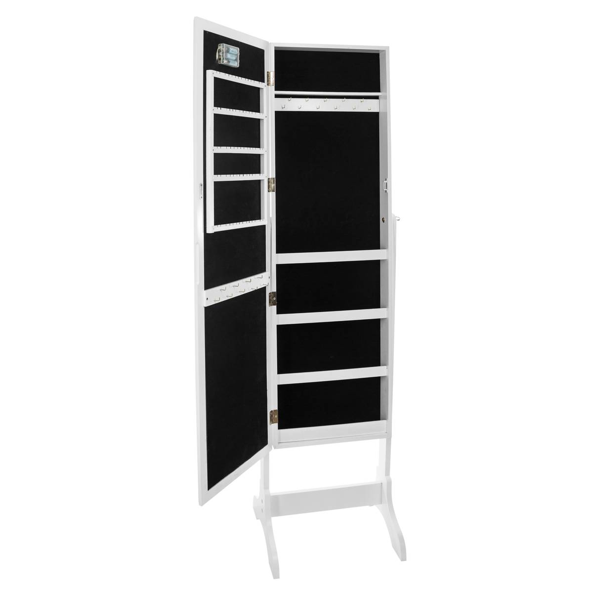 LED Jewelry Cabinet, Glass White, 47x155 cm White