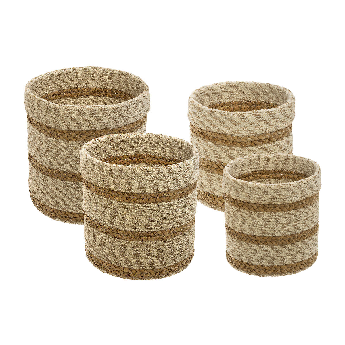 Set of 4 baskets, jute D.19/23/26/29 cm Beige