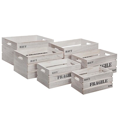 Set of 6 "day" crates crate, grey