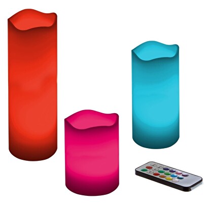 Set of 3 led candles h.9/14/20 cm