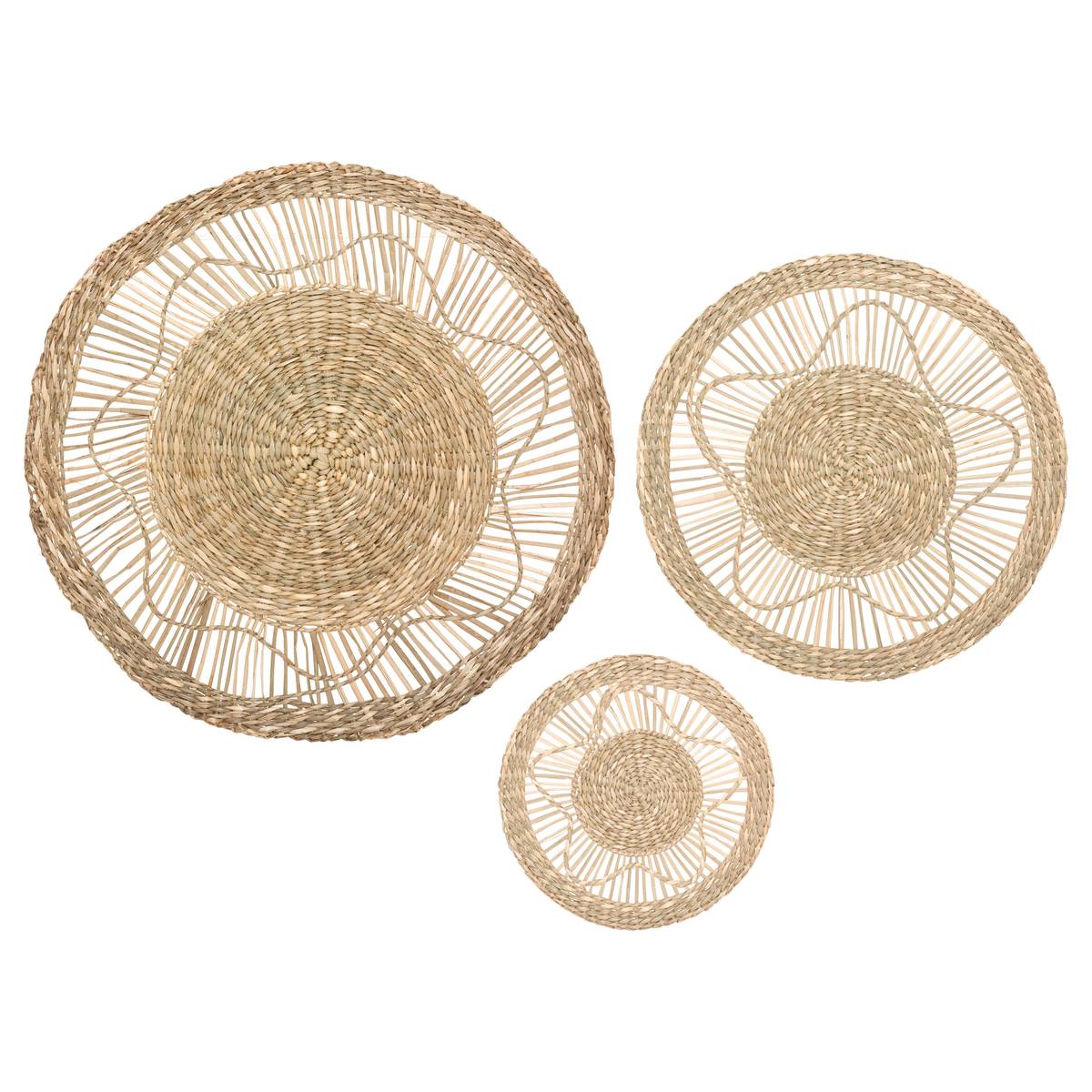 Set of 3 wall decorations "Lela" D.18/28/38 cm Natural wood
