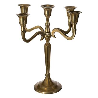 Metal candle holder gold, 5 heads
