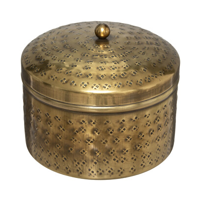Set of 2 "oasis" boxes, metal gold, d.10/13 cm