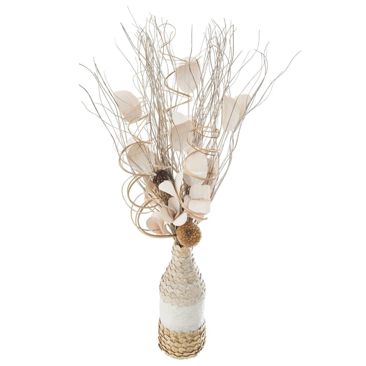 Artificial floral arrangement with vase H.50 cm Beige